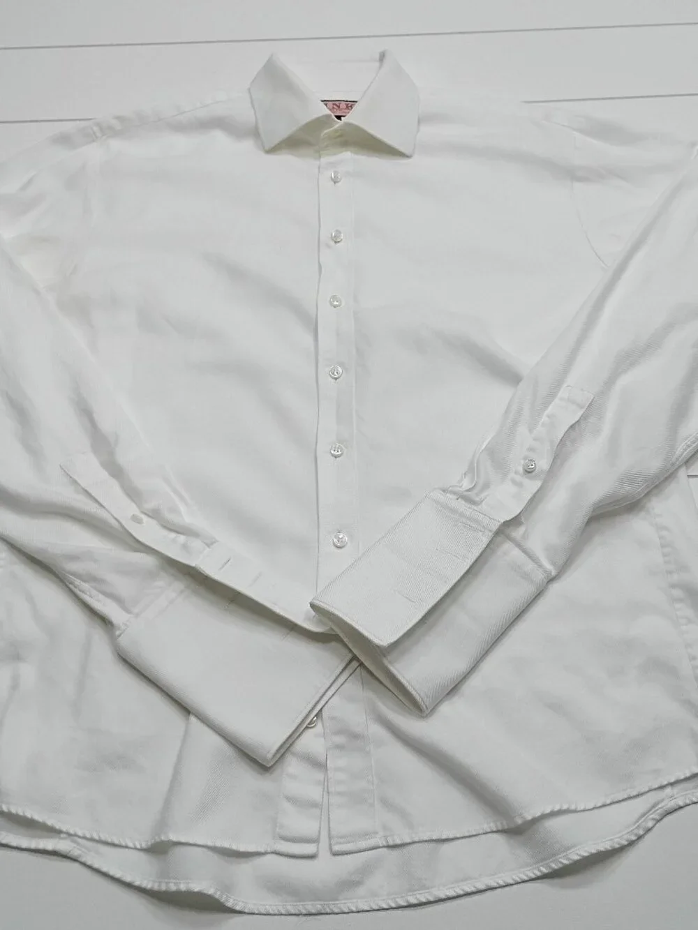 Thomas Pink Slim Fit White Dress Shirt 16.5 42 French Cuff Luxury Business